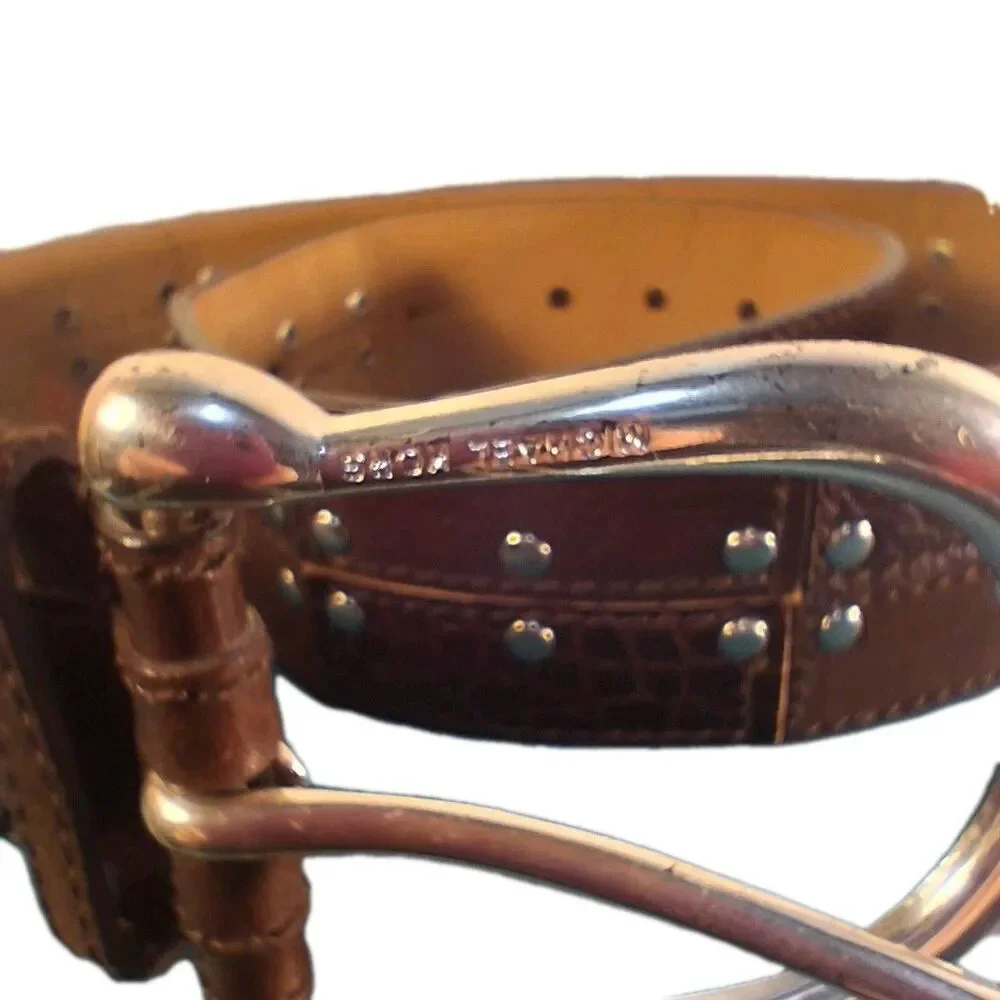 Michael Kors Faux Crocodile & Snake Leather Embossed Patchwork Belt Size L